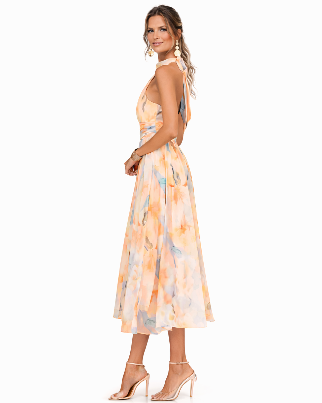 Aurora | Robe à décolleté Halter et Imprimé Aquarelle