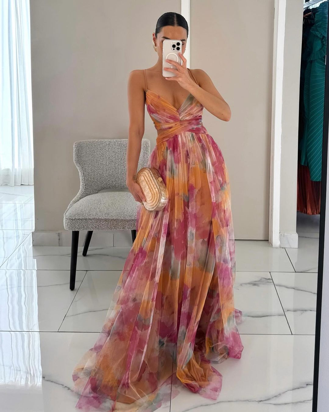 Giselle | Robe Longue Fleurie en Mousseline
