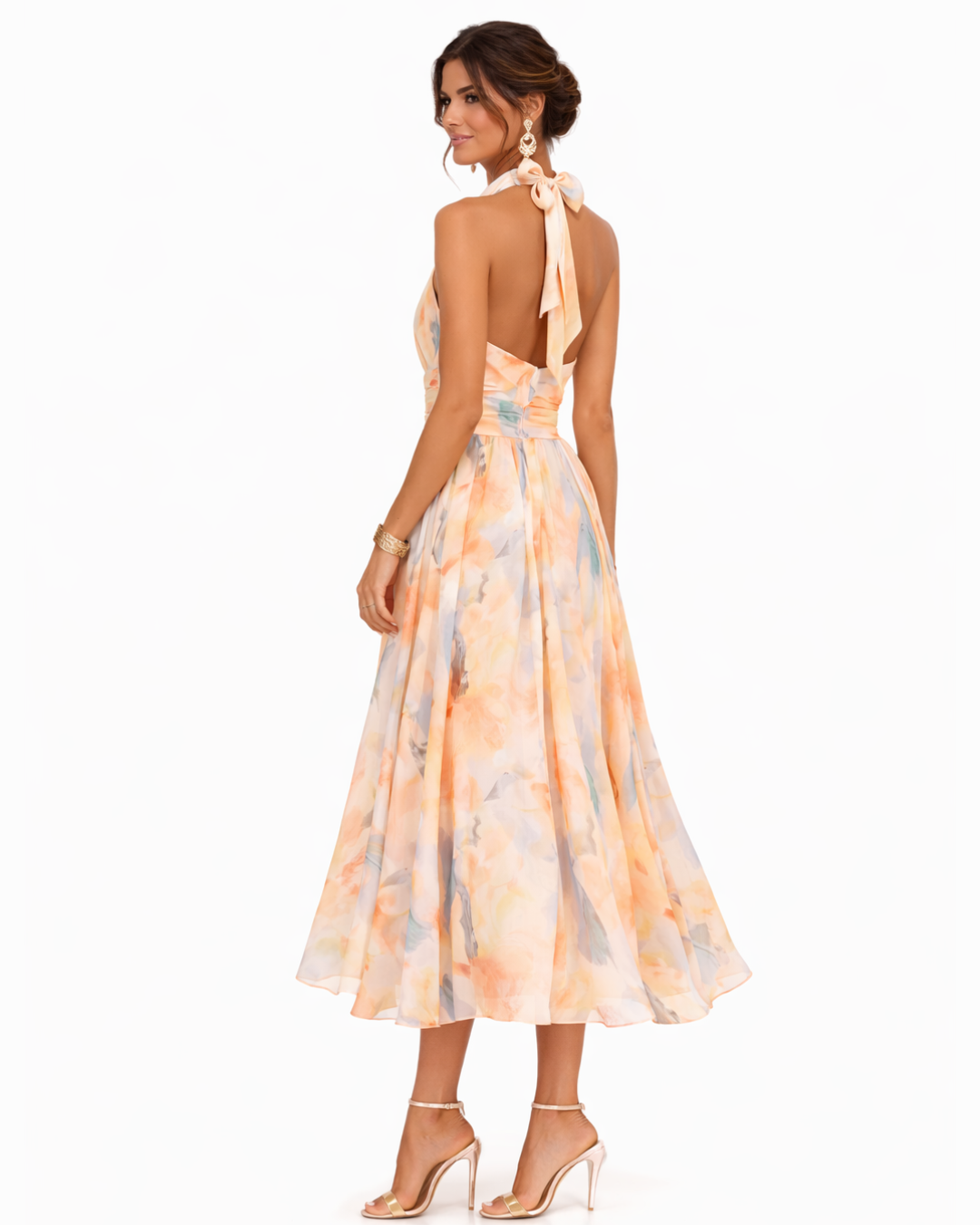 Aurora | Robe à décolleté Halter et Imprimé Aquarelle