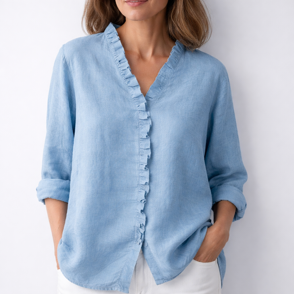 Sanelle | Chemise Élégante à Volants en Coton et Lin