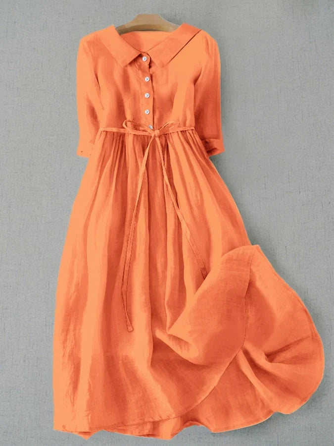 Clara | Robe Fluide en Lin & Coton Premium