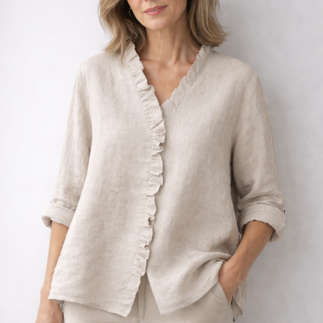 Sanelle | Chemise Élégante à Volants en Coton et Lin