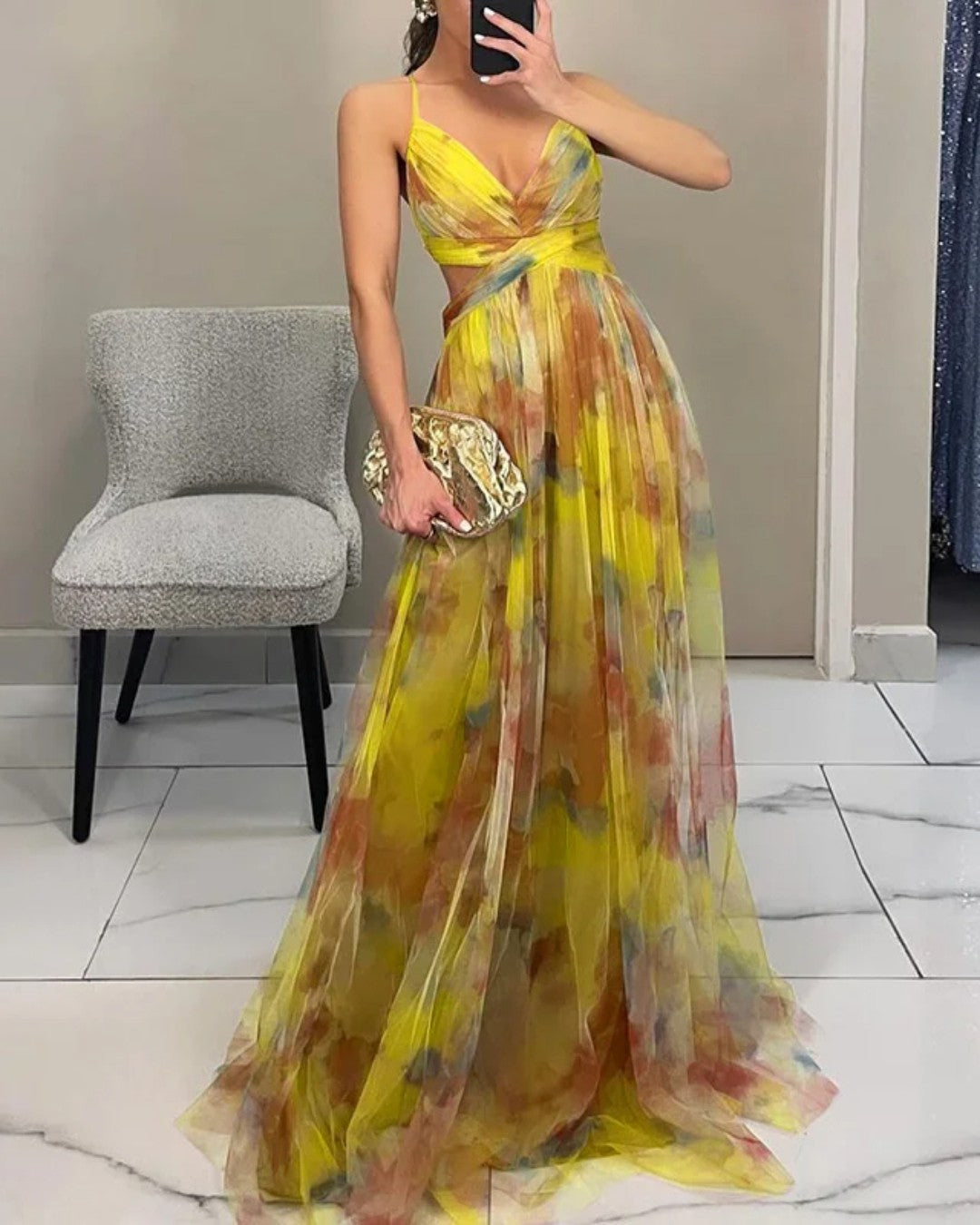Giselle | Robe Longue Fleurie en Mousseline