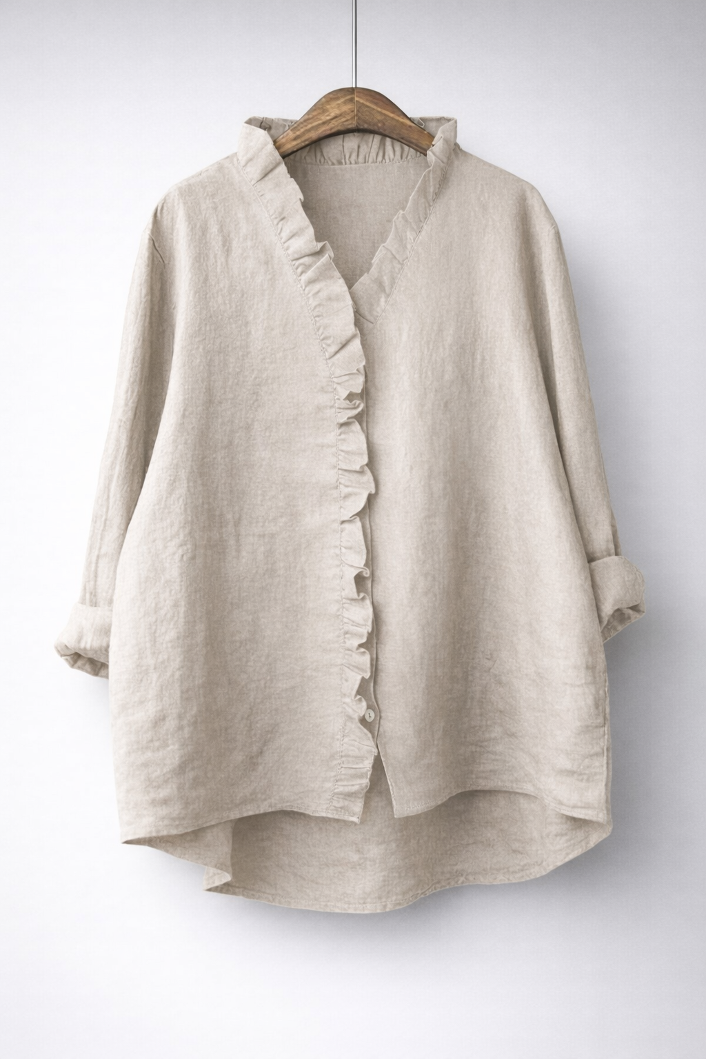 Sanelle | Chemise Élégante à Volants en Coton et Lin