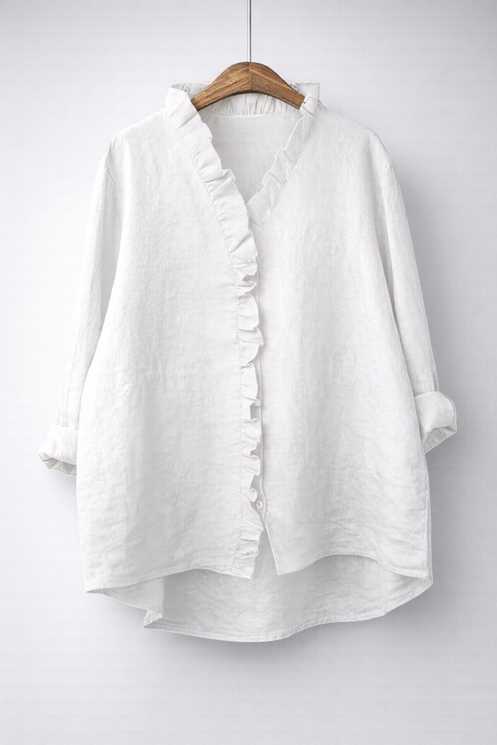Sanelle | Chemise Élégante à Volants en Coton et Lin
