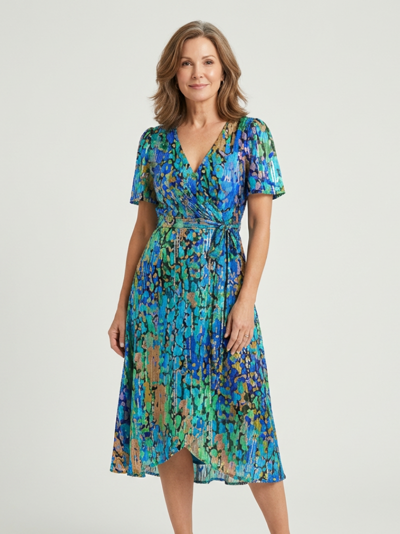 Zafrina | Robe Midi à Motif Abstrait