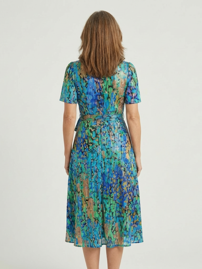 Zafrina | Robe Midi à Motif Abstrait
