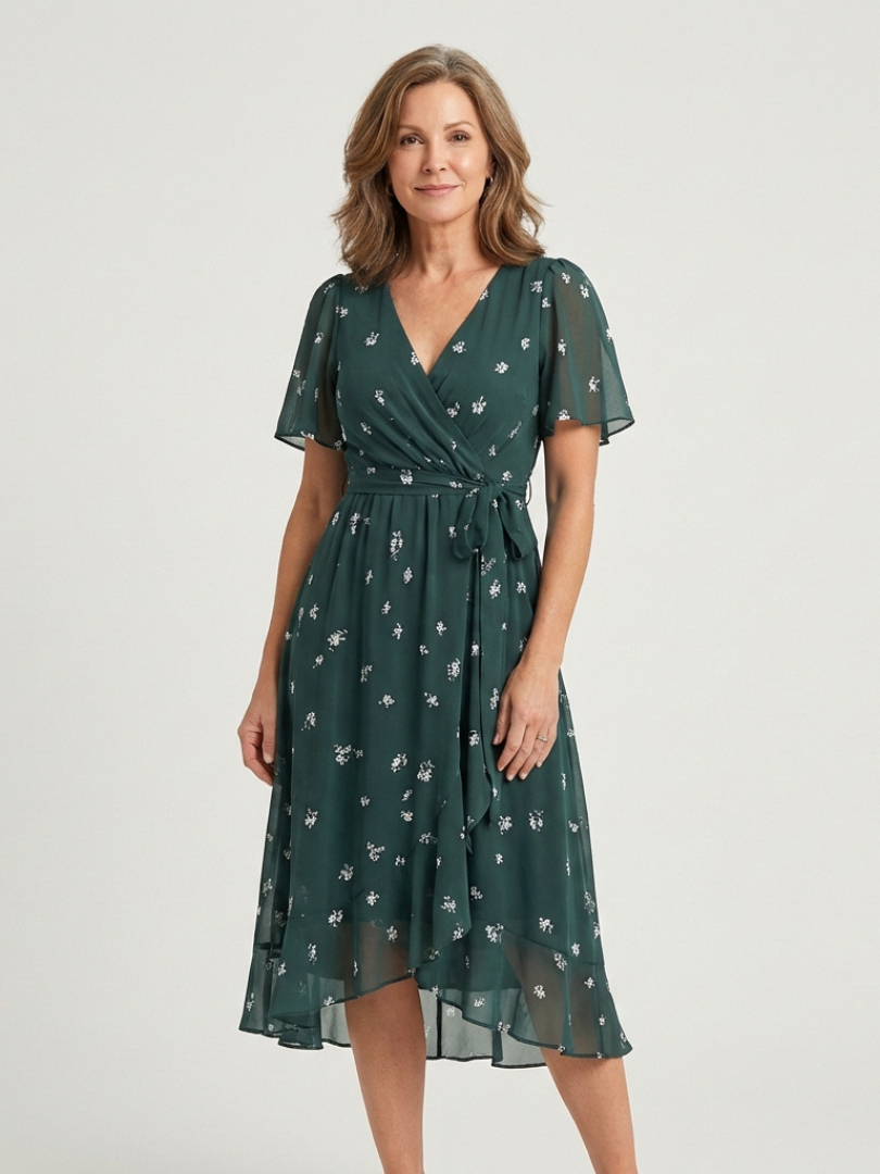 Zafrina | Robe Midi à Motif Abstrait