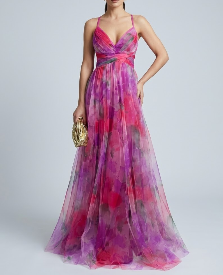 Giselle | Robe Longue Fleurie en Mousseline