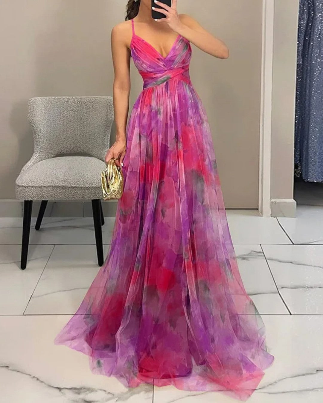 Giselle | Robe Longue Fleurie en Mousseline