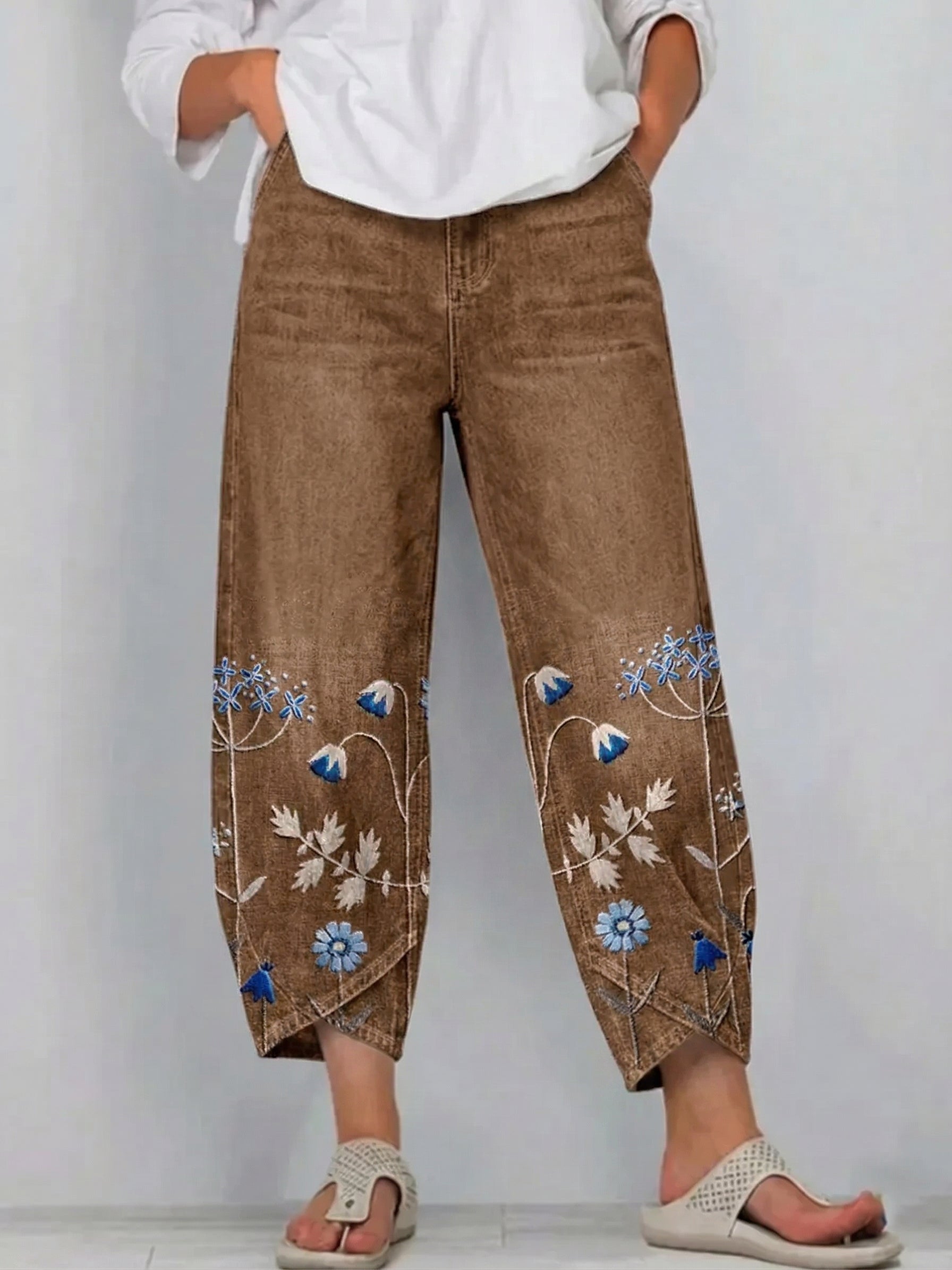 Aven | Pantalons Brodés Chic Décontracté
