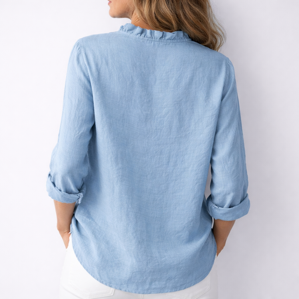 Sanelle | Chemise Élégante à Volants en Coton et Lin