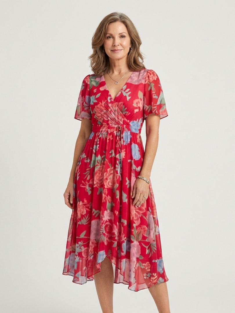 Zafrina | Robe Midi à Motif Abstrait